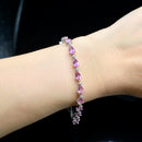 9CT White Gold Pink Topaz Tennis Bracelet