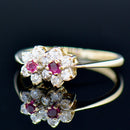 Vintage 1980s Dual-Flower 9CT Gold Ruby Engagement Ring