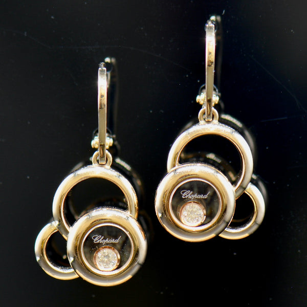 Chopard Happy Diamonds 18CT Rose Gold Diamond Drop Earrings (Preowned)