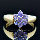 Tanzanite 9CT Yellow Gold Flower Floral Cluster Ring