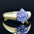 Tanzanite 9CT Yellow Gold Flower Floral Cluster Ring