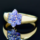 Tanzanite 9CT Yellow Gold Flower Floral Cluster Ring