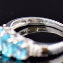 Vintage 9CT White Gold Neon Apatite & Diamond Trilogy Ring