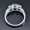 Vintage 9CT White Gold Neon Apatite & Diamond Trilogy Ring