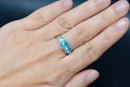 Vintage 9CT White Gold Neon Apatite & Diamond Trilogy Ring