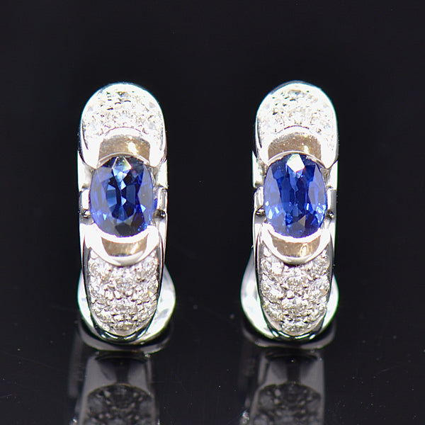 Blue Sapphire & Diamond Clip-on Earrings (1.73cts)