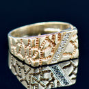 Vintage 1990s Diamond Set Engraved 9ct Yellow Gold Mens Signet Ring