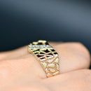 Vintage 1990s Diamond Set Engraved 9ct Yellow Gold Mens Signet Ring