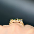 Vintage 1990s Diamond Set Engraved 9ct Yellow Gold Mens Signet Ring