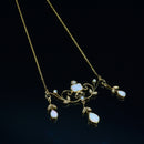 Vintage 9CT Yellow Gold Opal and Diamond Festoon Necklace