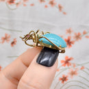 Antique Turquoise and Ruby 18ct Yellow Gold Spider Pendant / Brooch