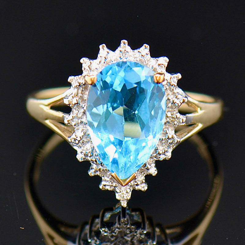 Brilliance Fine Jewelry Genuine Blue Topaz Diamond Accent Ring in Sterling  Silver and 10K Yellow Gold - Walmart.com