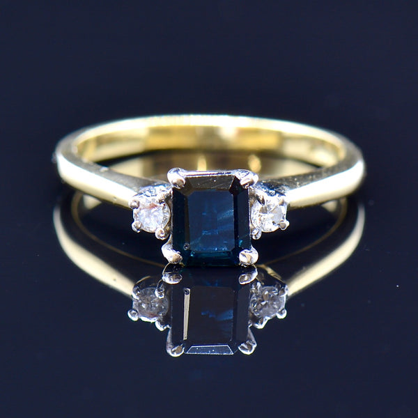 Vintage Sapphire & Diamond Trilogy Engagement Ring