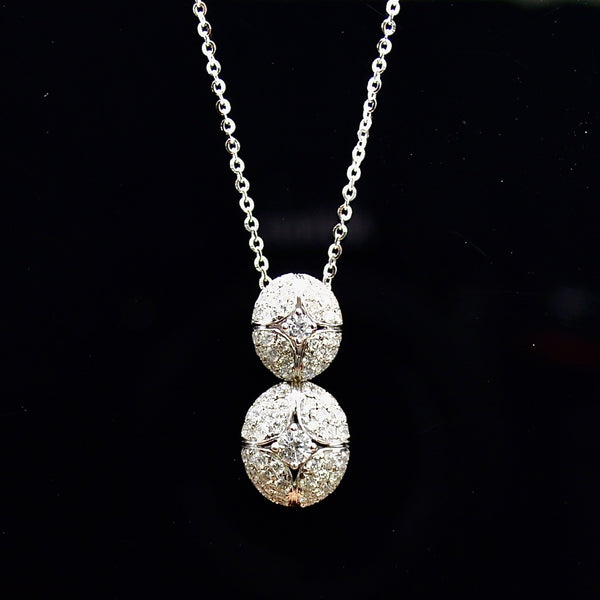 White Gold Diamond Eggs Pendant & Necklace