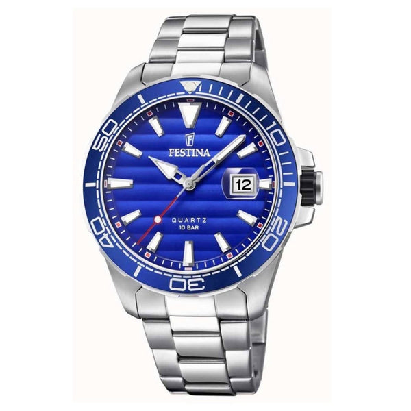 Festina prestige stainless steel men's blue chronograph watch