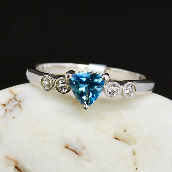 Blue & White Topaz Sterling Silver Ring