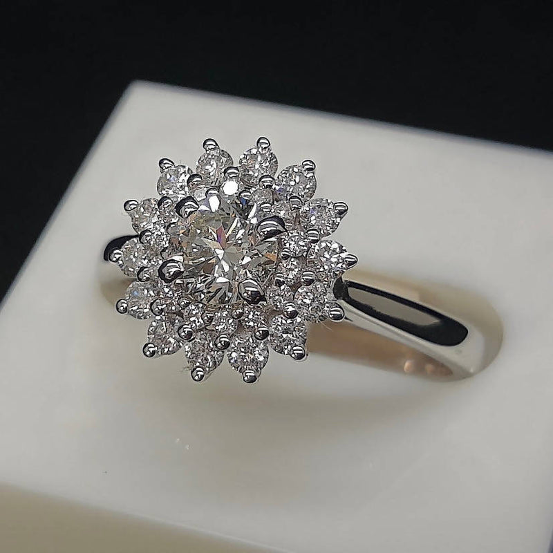 white gold cluster diamond engagement ring