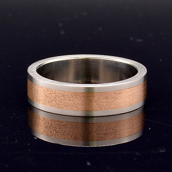 Titanium & Rose Gold Plated Two-Tone Ring Band