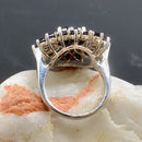 Large Black Spinel Silver Cluster Ring