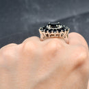 Large Black Spinel Silver Cluster Ring