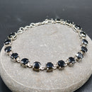 Natural Black Spinel Brilliant Tennis Silver Bracelet