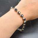 Natural Black Spinel Brilliant Tennis Silver Bracelet