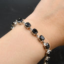 Natural Black Spinel Brilliant Tennis Silver Bracelet
