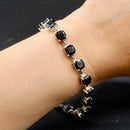 Natural Black Spinel Brilliant Tennis Silver Bracelet