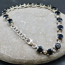Natural Black Spinel Brilliant Tennis Silver Bracelet
