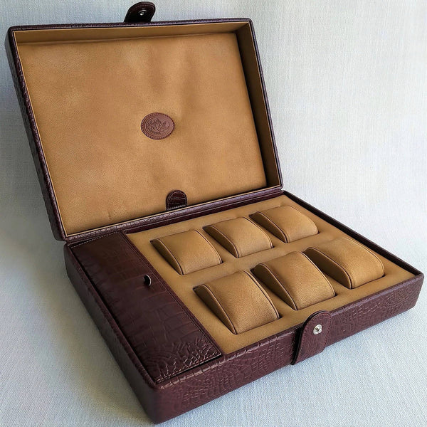 italy luxury brown watch case for 6 watches