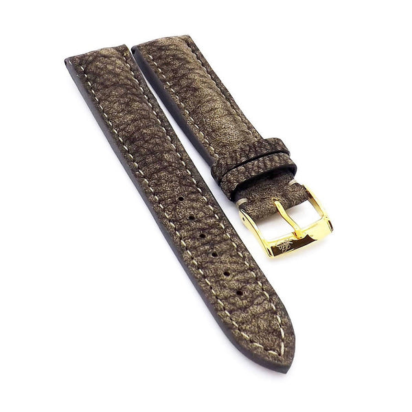 Mens 22mm Buffalo Brown Watch Strap with Cream Stitching