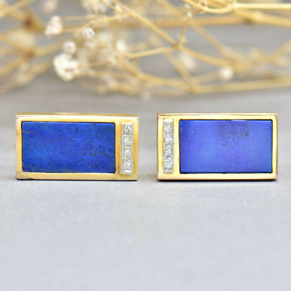 Vintage Lapis Lazuli & Diamond Cufflinks