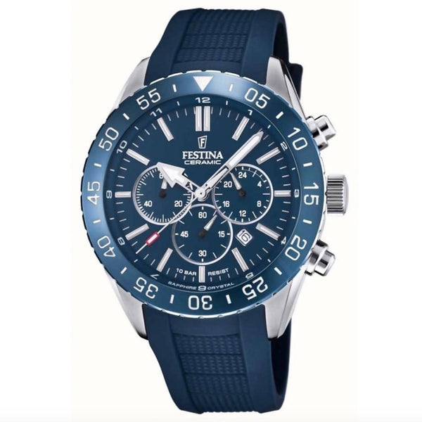 good quality and affordable mens chronograph watch in blue