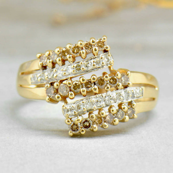 Champagne & White Diamond 9ct Yellow Gold Ring (0.79ct)