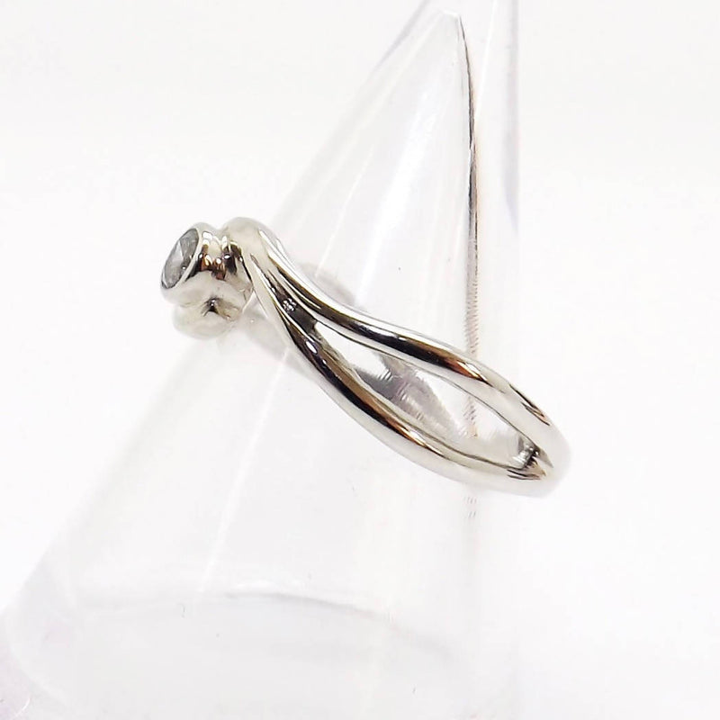 April, Cubic Zirconia Set Silver Birthstone Twist Ring