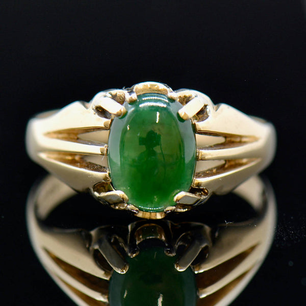 Vintage 9CT Gold Jade Signet Ring